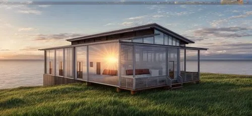 mountain view and scenery, photorealistic trees and grasses,floating huts,cube stilt houses,desktop view,cubic house,windows 10,beach hut,stilt house,summer house,windows icon,smart home,beachhouse,pr