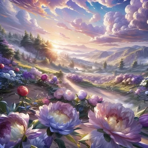 flower field,blooming field,field of flowers,meadow in pastel,blanket of flowers,landscape background,purple landscape,flowers field,sea of flowers,splendor of flowers,flower background,flower painting,landscape rose,meadow landscape,salt meadow landscape,fantasy landscape,tulip field,flower meadow,floral background,spring background