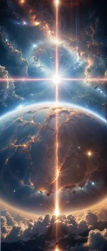 the pillar of light,space art,firmament,alien world,the earth,god rays,earth in focus,celestial,alien planet,earth,celestial phenomenon,celestial bodies,earth rise,mother earth,beam of light,heliosphere,exo-earth,the universe,planet alien sky,exoplanet