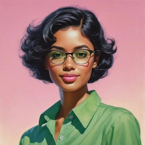 hansberry,secretarial,condeleezza,bespectacled,spectacled,african american woman,Illustration,Retro,Retro 14