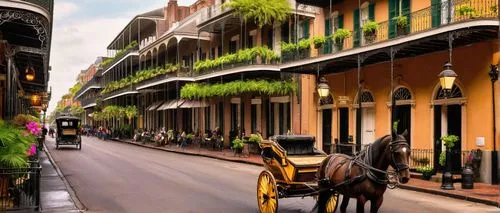 french quarters,new orleans,neworleans,dumaine,bienville,savannah,nola,lalaurie,pontchartrain,row houses,carriage ride,antebellum,rowhouses,natchez,ybor,charlestonians,cesnola,nopd,longstreet,driskill,Illustration,Realistic Fantasy,Realistic Fantasy 03