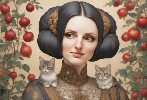 pomegranates,peale,duchesse,kisling,basket of apples,red apples