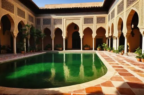 alcazar of seville,alhambra,moroccan pattern,riad,inside courtyard,la kasbah,courtyard,marrakesh,alcazar,dorne,mamounia,morocco,kasbah,persian architecture,courtyards,umayyad palace,meknes,marrakech,quasr al-kharana,morroco,Art,Classical Oil Painting,Classical Oil Painting 29