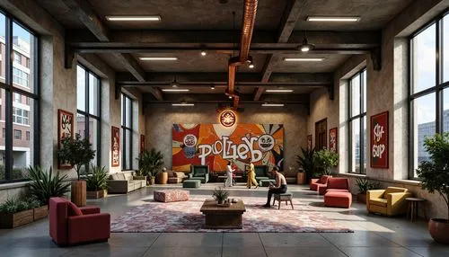 loft,lobby,offices,lofts,modern office,creative office,foyer,fabrik,company headquarters,atrium,hubspot,atriums,interior decor,headquarter,headquaters,entrance hall,meeting room,children's interior,interior design,mid century modern