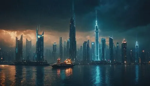 dubai,dubai marina,dubia,mubadala,coruscant,dubay,manama,barad,nakheel,coruscating,deira,meydan,fantasy city,khalidiya,metropolis,futuristic landscape,dystopian,shanghai,burj,destroyed city,Photography,General,Cinematic