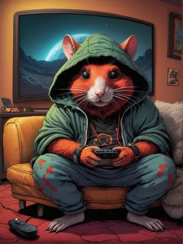 starfox,splinter,redwall,game illustration,rocket raccoon,gamer,Illustration,Realistic Fantasy,Realistic Fantasy 18