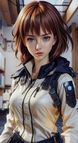 anime, manga, bright and saturated colors, sport suit, blonde, blue eyes,real anime redhead face reference,shimei,motoko,kasumi,cortana,makoto,kusanagi,Unique,3D,3D Character