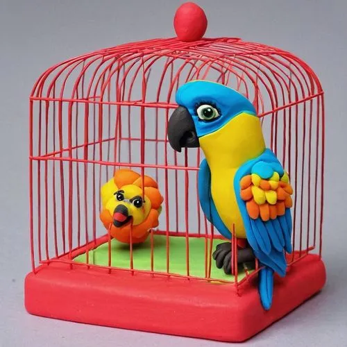 blue and yellow macaw,cage bird,blue parrot,macaws blue gold,cute parakeet,sun parakeet,Unique,3D,Clay