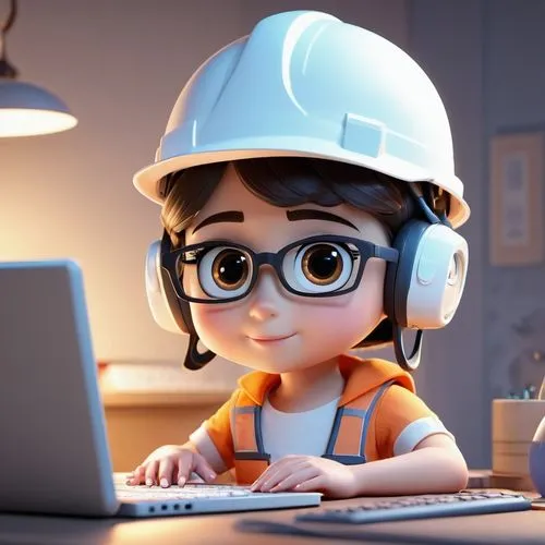 engineer,cute cartoon character,seamico,animator,constructorul,cute cartoon image,Unique,3D,3D Character