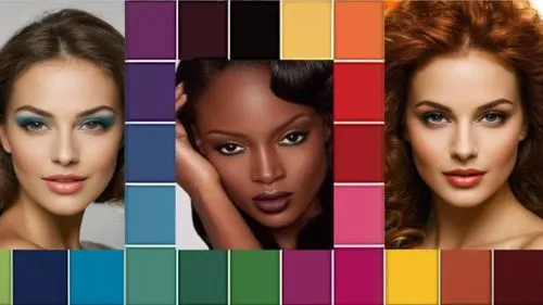 Beautiful and happy women in the study of seasonal theory color,different colors of eyeshades can be used to create a unique fashion look,colorism,colourists,pop art colors,shades of color,spiceworld,