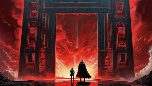 door to hell,hall of the fallen,portal,pillar of fire,the door,victory gate,heaven gate,iron gate,iron door,the throne,gateway,enter,throne,monolith,necropolis,the ruler,obelisk,doors,gate,karnak,Conceptual Art,Sci-Fi,Sci-Fi 06