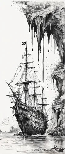 shipwreck,the wreck of the ship,ship wreck,sloop-of-war,rotten boat,ghost ship,caravel,east indiaman,pirate ship,maelstrom,ink painting,sunken ship,galleon,boat wreck,the wreck,galleon ship,sail ship,sea sailing ship,baron munchausen,baltimore clipper,Illustration,Black and White,Black and White 34