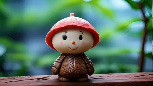 kokeshi doll,gnome,garden gnome,jizo,wooden figure,wooden doll,scandia gnome,kewpie doll,mushroom hat,valentine gnome,kokeshi,wooden toy,handmade doll,background bokeh,lingzhi mushroom,smurf figure,sm