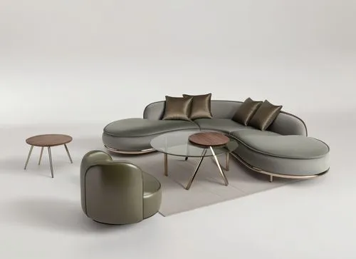 the tables legs are bronze chrome, the large's table top is olive green while the small top is wood, living room, gray sofa,soft furniture,cappellini,minotti,vitra,danish furniture,seating furniture,c