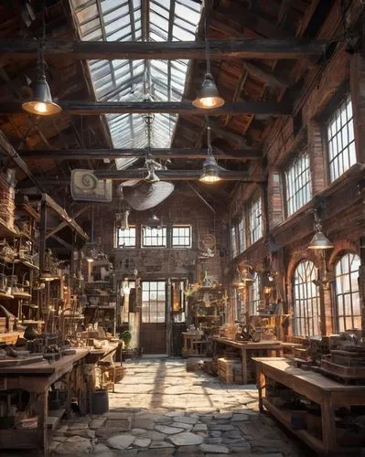 manufactory,blacksmiths,glassmakers,abandoned factory,glassmaker,printshop,shoemaking,sewing factory,metalworks,brickworks,foundry,glassblower,manufactories,castle iron market,glassblowers,lumberyard,ironworks,workbenches,tannery,industrial hall,Conceptual Art,Fantasy,Fantasy 02