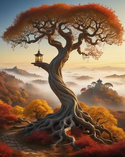 the japanese tree,colorful tree of life,autumn tree,dragon tree,tree of life,flourishing tree,maple tree,isolated tree,lone tree,lonetree,magic tree,celtic tree,painted tree,world digital painting,arbre,landscape background,bodhi tree,deciduous tree,arbol,tangerine tree,Art,Artistic Painting,Artistic Painting 20