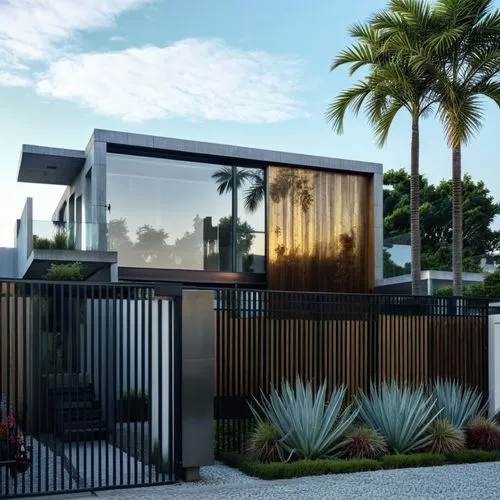 Realista
Respetar la imagen,the house has large windows, trees and plants in it,modern house,house pineapple,mid century house,landscape design sydney,florida home,tropical house,Photography,General,R