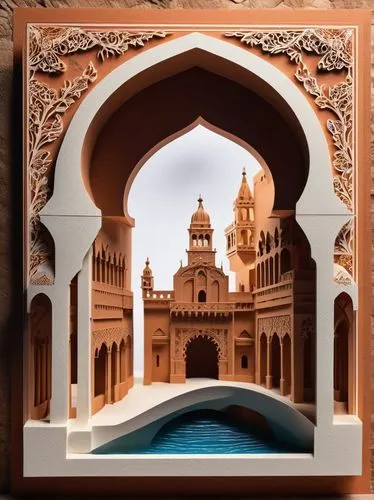 Spanish architecture, medieval, ancient, stone walls, ornate facades, grand entrance, heavy wooden doors, intricate carvings, Moorish influence, Islamic patterns, arches, domes, bell towers, terracott