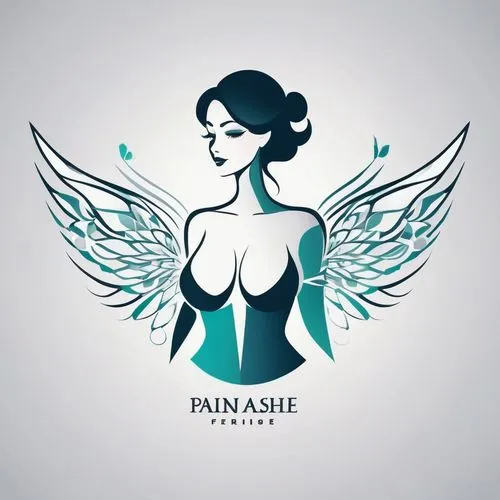 Fairy with wings and big breasts and slim waist, simple, geometric pattern, logo design,fanqie,fane,fairy tale icons,fantasie,fannie,fantaisie,faires,fanfares,fasheun,fangire,panair,fantasize,farkash,