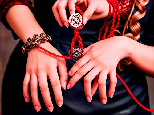 red string,bangles,black-red gold,gothic style,bracelet jewelry,grave jewelry,christmas jewelry,martisor,red gift,gothic fashion,red nails,accesories,adornments,women's accessories,gift of jewelry,jewellery,bracelets,jewelry,red heart medallion in hand,rosary,Conceptual Art,Fantasy,Fantasy 25