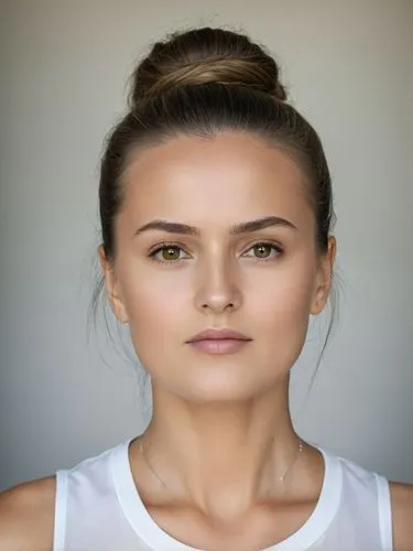 Full-size sample portrait,a woman in a white shirt with a top knot bun,iordache,petrova,isinbaeva,ukranian,macedonian,luan,Photography,Documentary Photography,Documentary Photography 10