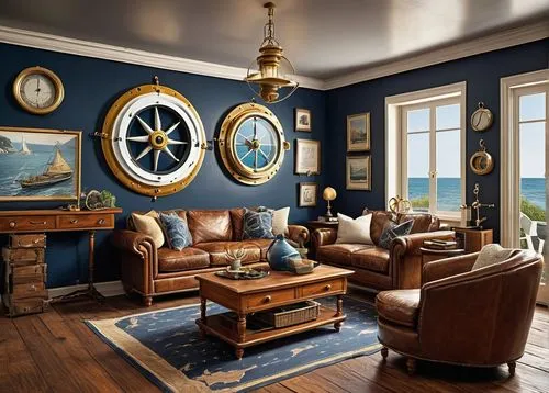 nautical colors,sitting room,danish room,blue room,great room,family room,interior decor,livingroom,living room,interior decoration,nautical,victorian room,antique furniture,decoratifs,new england style house,ornate room,nantucket,grandfather clock,hardwood floors,interior design,Illustration,Retro,Retro 14