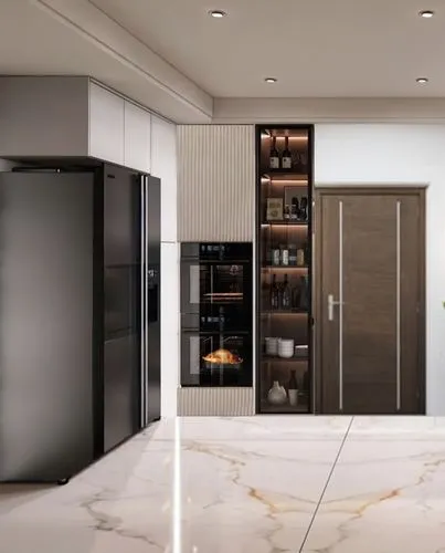 pantry,minibar,modern minimalist kitchen,fridges,modern kitchen interior,modern kitchen,gaggenau,minibars,walk-in closet,dark cabinets,dumbwaiter,cupboards,cabinets,larder,dark cabinetry,fridge,tile kitchen,hinged doors,kitchen design,refrigerators