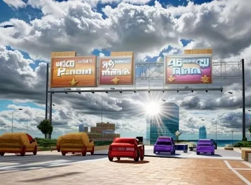 billboards,billboard advertising,sunpass,youtube background,cartoon video game background,advergames