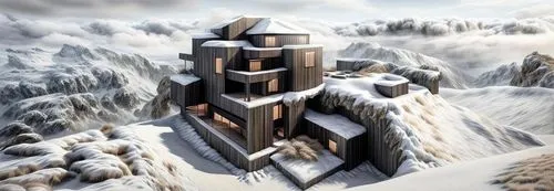 cubic house,snow house,winter house,peter-pavel's fortress,house in mountains,cube stilt houses,snowhotel,ice castle,mountain settlement,summit castle,house in the mountains,snow roof,mountain hut,ski resort,cube house,knight's castle,chinese architecture,dunes house,futuristic architecture,stalin skyscraper