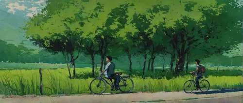 bicycle ride,bicycling,bicycle riding,bicycle,bike ride,cycling,bicycle path,bicycles,biking,bicycle lane,road bicycle,bike riding,bike path,cyclist,artistic cycling,tandem bicycle,rice cultivation,bike land,cyclists,road bike,Illustration,Paper based,Paper Based 05