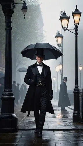 dickensian,mycroft,man with umbrella,mary poppins,sherlock holmes,baskerville,pennyworth,poirot,beaufoy,gaslight,onegin,footman,gatiss,javert,clemenza,isambard,sherlock,lestrade,greatcoat,samourai,Illustration,Black and White,Black and White 26