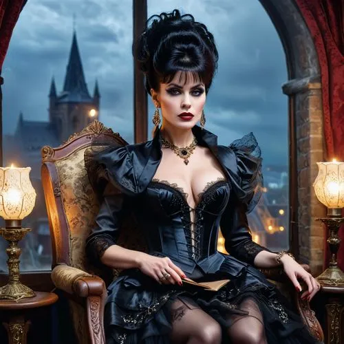 victoriana,gothic portrait,gothic woman,gothic dress,gothic style,elvira,Photography,General,Commercial