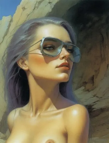 struzan,donsky,frazetta,sunglasses,sunglass,sun glasses,palmiotti,rimless,gynoid,christakis,jasinski,fantasy woman,blindfold,photochromic,mcquarrie,airbrushing,idealised,airbrush,fantasy art,aviators,Illustration,Realistic Fantasy,Realistic Fantasy 04