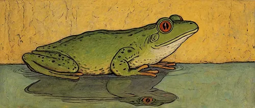 bullfrog,woman frog,frog through,green frog,bull frog,frog,amphibian,chorus frog,vincent van gough,water frog,pond frog,frog background,common frog,narrow-mouthed frog,frog figure,man frog,southern leopard frog,true frog,hyla,northern leopard frog,Art,Artistic Painting,Artistic Painting 49