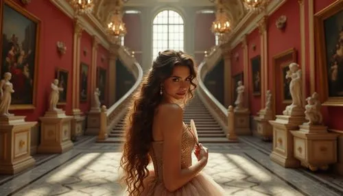 girl on the stairs,versailles,lachapelle,louvre,art gallery,scherzinger,grandeur,hermitage,enfilade,art museum,gallery,hallway,girl in a historic way,katrina,bellucci,viguerie,staircase,stately,baroque,splendor,Photography,General,Realistic