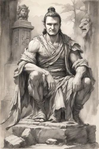 yi sun sin,sadhu,ramayan,stone buddha,tiberius,leonardo,2nd century,ramayana,lord shiva,buddha,michelangelo,vishuddha,daibutsu,candi rara jonggrang,indian art,centurion,dharma,buddha's birthday,giant buddha of tian tan,machu pi,Digital Art,Ink Drawing