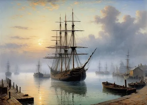 full-rigged ship,sea sailing ship,sailing ships,three masted sailing ship,sloop-of-war,andreas achenbach,lev lagorio,tallship,sail ship,venetian lagoon,sea landscape,sailing ship,barque,harbor,seaport,east indiaman,landscape with sea,caravel,boats in the port,old ships,Art,Classical Oil Painting,Classical Oil Painting 13