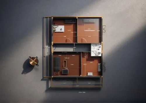 an apartment,apartment,shared apartment,sky apartment,floorplan home,apartment house,miniature house,apartments,house trailer,house floorplan,mobile home,compartments,penthouse apartment,small house,one-room,boxes,shipping container,cubic house,door-container,houseboat,Photography,General,Realistic
