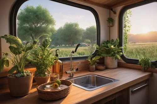 airstream,airstreams,kitchen interior,kitchen design,vintage kitchen,kitchenette,railway carriage,wooden windows,window seat,kitchen,travel trailer,train compartment,modern kitchen,narrowboat,camper van isolated,window view,camping bus,houseboat,home landscape,windowsill,Illustration,Realistic Fantasy,Realistic Fantasy 27