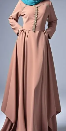 3d drawing fashion abaya for Muslim hejab with multi coloured ,woman wearing a pink dress with a blue scarf,kurung,abayas,abaya,tahiliani,a floor-length dress,hijaber,Photography,General,Realistic