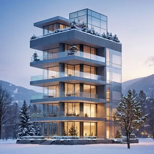 residential tower,modern house,modern architecture,cubic house,penthouses,winter house,luxury property,inmobiliaria,alpine style,house in the mountains,house in mountains,condominia,townhome,frame house,revit,appartment building,sky apartment,verbier,snow house,aritomi,Photography,General,Realistic