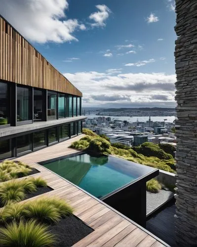 landscape design sydney,landscape designers sydney,roof landscape,dunes house,garden design sydney,wooden decking,landscaped,house by the water,corten steel,roof garden,modern architecture,newzealand nzd,roof terrace,bohlin,modern house,roof top pool,subantarctic,auckland,cantilevered,penthouses,Illustration,Black and White,Black and White 27