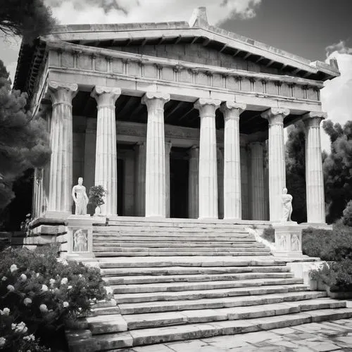 zappeion,greek temple,glyptothek,peristyle,the parthenon,doric columns,janiculum,parthenon,temple of diana,gennadius,palladian,neoclassical,panathenaic,roman temple,thomas jefferson memorial,lincoln memorial,neoclassic,neoclassicism,three pillars,marble palace,Photography,Black and white photography,Black and White Photography 08