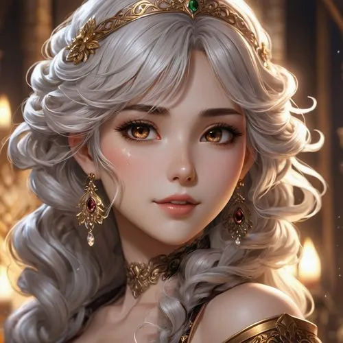 fantasy portrait,golden crown,esmeralda,gold crown,fairy tale character,rafaela,ashe,lutetia,ellinor,diana,zodiac sign libra,romantic portrait,libra,khatuna,portrait background,odette,arundhati,fantasy art,galadriel,golden haired,Illustration,American Style,American Style 13