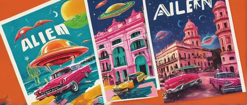 postcards,banner set,advertising banners,alien planet,alien invasion,colorful city,alien world,banners,brochures,travel poster,aliens,sci fiction illustration,mexican calendar,poster mockup,street signs,city cities,buenos aires,cities,planets,old postcards,Conceptual Art,Sci-Fi,Sci-Fi 13