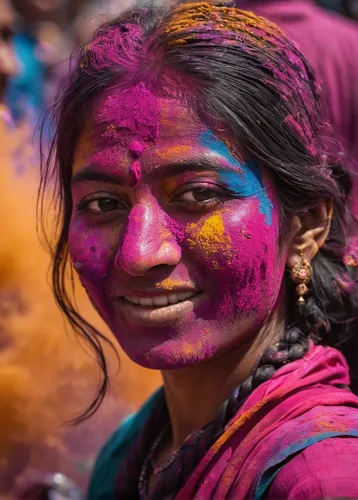 Sona during Holi, Katmandu | © Mihaela Noroc/The Atlas of Beauty/Courtesy of Ten Speed Press,the festival of colors,indian girl,indian woman,holi,the color run,multicolor faces,indian festival,girl in