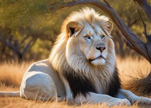 panthera leo,aslan,forest king lion,african lion,male lion,lion white,leonine,white lion,lion,lionheart,lion father,king of the jungle,male lions,kion,magan,two lion,goldlion,lion - feline,lionore,disneynature,Illustration,Realistic Fantasy,Realistic Fantasy 04