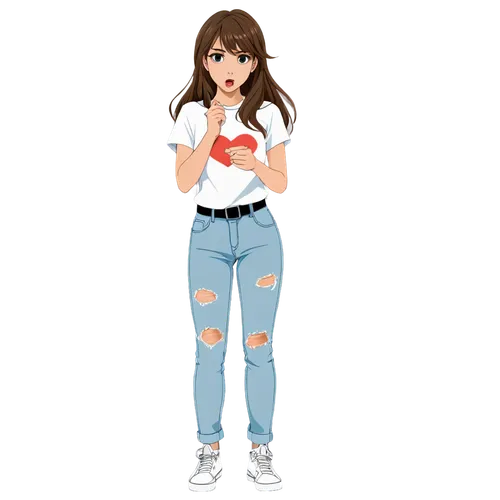 jeans background,retro girl,girl in t-shirt,poki,girl with speech bubble,girl in overalls,vector girl,digital painting,girl drawing,digital art,digital drawing,fashion vector,kirca,retro styled,rollerskate,lilyana,tipoki,anaglyph,kazzia,denim background,Unique,Design,Sticker