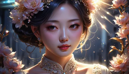 oriental princess,oriental girl,fantasy portrait,jasmine blossom,chinese art,mystical portrait of a girl,asian woman,geisha girl,oriental,romantic portrait,geisha,oriental painting,peking opera,fairy queen,white blossom,fairy tale character,plum blossom,fantasy art,flower fairy,japanese woman,Conceptual Art,Fantasy,Fantasy 01