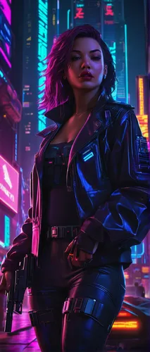 Natalia Juarez is a skilled spy on a mission to retrieve a stolen artifact. Describe her intense pursuit.,cyberpunk,sci fiction illustration,cyber,futuristic,cg artwork,dusk background,dystopian,reneg